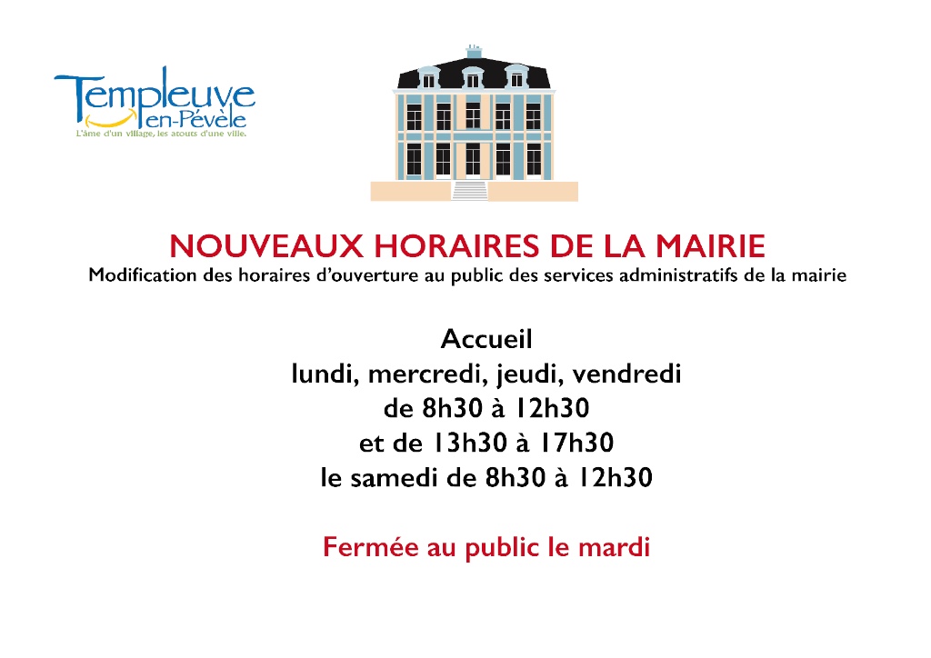 2019 : HORAIRES MAIRIE