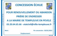 Affichage cimetière – Concession échue