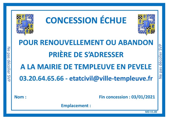 Affichage cimetière – Concession échue